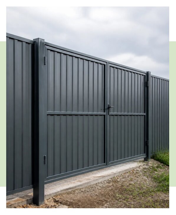 Профнастил с распашными воротами в Грозном по цене от 3591 р. | ЗаборЭксеперт-Грз